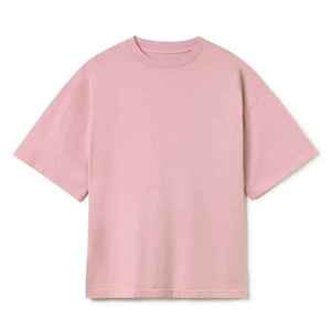 Camiseta de Algodón Rosa Oversize para Hombre, Manga Corta, Cuello Redondo, Casual, Color Sólido, Tejido Jersey, Teñido Liso - Product Image 1