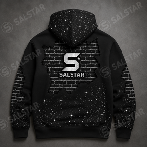 เสื้อแจ็คเก็ตฮู้ดดี้สีดำแบบซิปสำหรับผู้ชาย ประดับด้วยคริสตัล พร้อมลายกราฟิกและโลโก้แบบกำหนดเอง – เสื้อสเวตเชิ้ตสตรีทแวร์ระดับพรีเมียม - Product Image 4