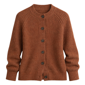 Cárdigan de Punto Bouclé para Mujer, con Botones al Frente, Mezcla de Algodón Suave, Texturizado, Manga Larga, Informal, Elegante, Prenda Exterior - Product Image 1