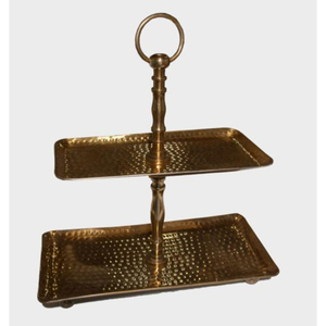 Vintage Style Metal Dessert Serving <b>Stand</b> High Quality <b>3</b> <b>Tier</b> Square Brass <b>Cake</b> <b>Stand</b> With Handle For Wedding & Party Decoration - Product Image 2