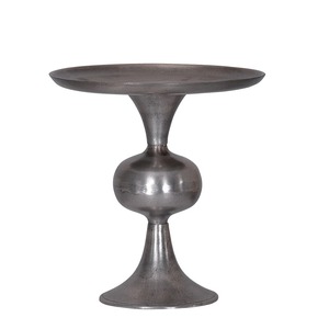 Support à gâteau rond en métal avec finition argentée élégante et base en piédestal incurvée - Product Image 5