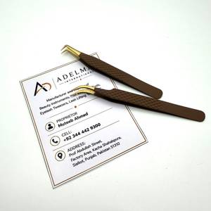 <b>Brown</b> Gold <b>Lash</b> tweezers Custom Logo Fine Tip Textured Handle Beauty Instrument <b>Lash</b> Applicator Tool - Product Image 6