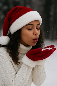 Chapeau de Père Noël en velours bordeaux, bordure en fausse fourrure, accessoire de fête personnalisé - Product Image 1