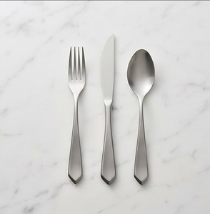 Ensemble de couverts minimalistes en acier inoxydable, fourchette, couteau, cuillère, finition miroir haute brillance, passe au lave-vaisselle, vaisselle de mariage - Product Image 1