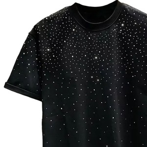 Camisetas de Manga Larga con Logotipo Frontal de Diamantes de Imitación, Diseño Nuevo, para Hombre, Moda Urbana, 100% Algodón, Venta al Por Mayor - Product Image 6