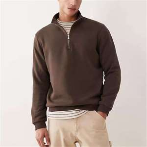 Sudadera con capucha de media cremallera para hombre, de alta calidad y estilo, con nuevo diseño, estampado de alta definición, cuello con capucha, transpirable, lavado medio, personalizada para otoño. - Product Image 1