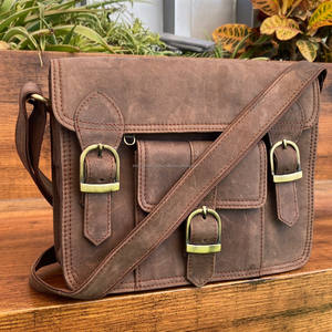 Sac à bandoulière en cuir pleine fleur personnalisé en usine de haute qualité en gros sac à bandoulière vintage classique à la mode sac de messager unisexe - Product Image 4