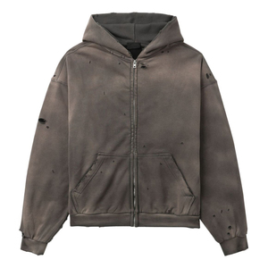 Sudadera con capucha y cremallera personalizada de alta calidad con cremallera desgastada - Product Image 3
