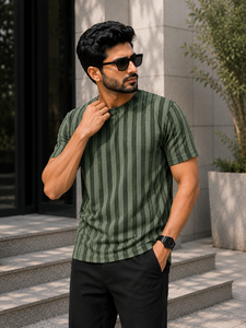 Camiseta Polo a Rayas para Hombre con Logotipo Personalizado, Camiseta de Polialgodón, Manga Corta Informal para Hombre, Disponible al Mejor Precio - Product Image 4