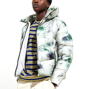 Wholesale Custom <b>Men's</b> Tie Dye Puffer Jacket <b>Winter</b> Streetwear Warm Oversized Bubble <b>Coat</b> Thick Windproof Hooded <b>Parka</b> Jacket - Product Image 1