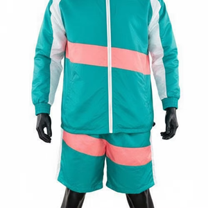 Conjunto de Pantalones Cortos Cortavientos Color Block Premium Meyba Sports para Hombre, Traje Deportivo Ligero con Cremallera y Chaqueta de Nailon, Informal para Exteriores - Product Image 3