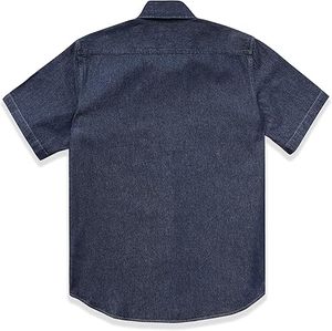 เสื้อเชิ้ตเดนิมแขนสั้นทรงปกติสำหรับผู้ชาย กระเป๋าหน้าแบบคลาสสิก สีน้ำเงินเข้ม ผ้าฝ้าย 100% สวมใส่สบาย ไม่ยับ ระบายอากาศได้ดี - Product Image 2
