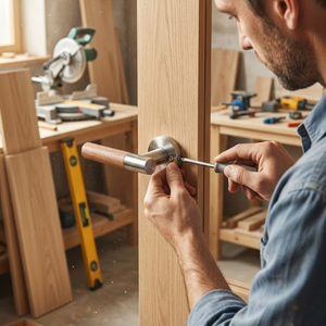 Poignée de porte extérieure moderne en laiton et bois de qualité supérieure HS 1122 |   Finition chromée / Or PVD / Or rose |   Designer de luxe - Product Image 4