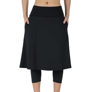 <b>Women</b> Modest <b>Skirt</b> High Waist Solid <b>Black</b> Color A-Line Breathable Knitted Nylon Casual All Seasons OEM Anti-Bacterial - Product Image 1