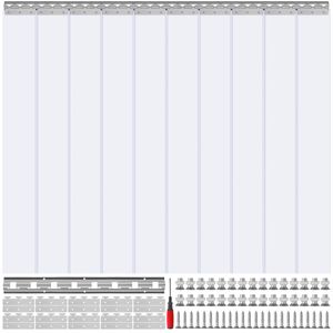 Tenda a Strisce in PVC Trasparente 84 Pollici Altezza x 60 Pollici Larghezza x 0,08 Pollici Spessore, 10 Pezzi, Strisce per Congelatori e Frigoriferi, Finitura Liscia, Per Altre Porte - Product Image 1