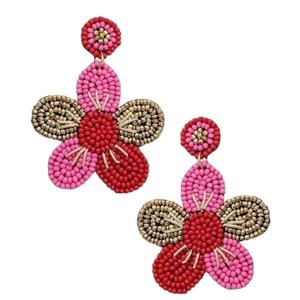 Pendiente de flor de lujo elegante de nuevo diseño con bordado de cuentas hecho a mano en multicolor de lujo para chicas de moda - Product Image 1