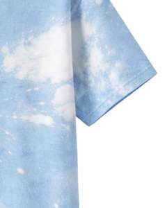 Light Blue <b>Tie</b> Dye T Shirt Men Round Neck Short Sleeve Cotton Casual Streetwear Vintage Wash Custom OEM Wholesale Tee Supplier - Product Image 5