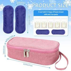 Portable Insulated Breast Milk Cooler Bag with Ice Pack Zipper Closure Insulin Cooler Case for Food Travel Storage - Product Image 1