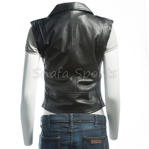 Veste en cuir de mouton de haute qualité pour femmes, style motard rock, coupe courte, avec fermeture éclair - Product Image 4