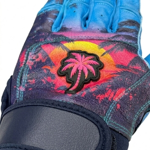 Tropical Print Full Finger Baseball Batting Gloves Non-Slip Leather Palm Protection for Pitcher Right-Handed <b>Hook</b> Loop Closure - Product Image 6
