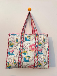Women <b>White</b> Cotton Tote <b>Bag</b> with Floral Print Bohemian Style Summer Casual Zipper Shopping Travel Handbag for Women - Product Image 2