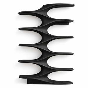 Étagère de présentation sculpturale noire contemporaine |    Support de rangement décoratif multi-niveaux au design ondulé artistique, accent d'intérieur moderne - Product Image 1