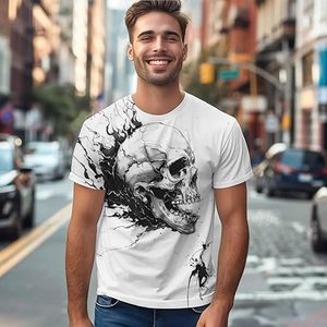 T-shirt à manches courtes pour homme, col rond, imprimé graphique tête d'ours Cloud City, coupe ample, style streetwear décontracté, 100% coton tricoté - Product Image 2