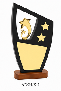 Plaque en bois élégante en forme d'étoile, conçue comme souvenir pour les Employés du Mois et les programmes de reconnaissance d'entreprise. - Product Image 2