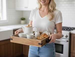 Bandeja de Madera Hecha a Mano de Lujo para Servir Comida y Bebidas - Product Image 3