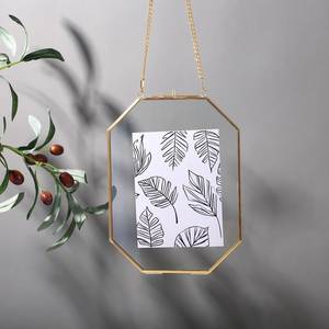 Cadre photo suspendu en verre et métal de forme hexagonale pour la décoration murale, avec 2 côtés en verre, cadre photo décoratif personnalisé - Product Image 5