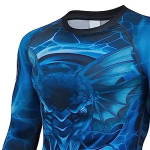Camiseta Deportiva de Manga Larga para Hombre, con Estampado de Dragón Azul, Transpirable, de Secado Rápido, con Spandex, 120g - Product Image 3