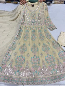 2022 vente chaude pakistanaise indienne en mousseline de soie Maxi robe lourde multi-fils travail soie Salwar Kameez fête porter fantaisie numéro de modèle - Product Image 4