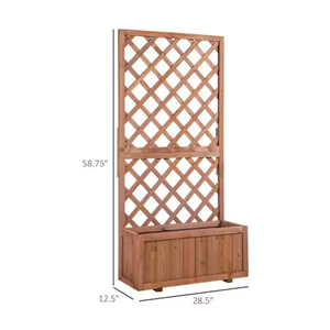 Outsunny Acacia Wood <b>Planter</b> Box With Trellis, Natural <b>Raised</b> Beds For Garden Patio, Outdoor <b>Planter</b> Box Wholesale From Vietnam - Product Image 2