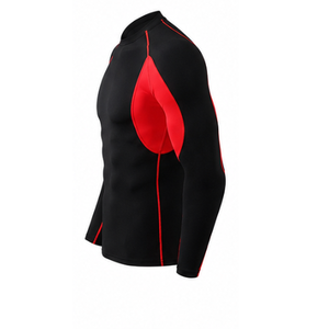 Black Red Contrast Compression Long Sleeve <b>Top</b> and Full Length Pants Set Crew Neck High Waist Seamless <b>Sweat</b> Wicking Yoga Wear - Product Image 3