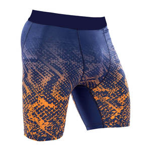 Pantalones Cortos Deportivos de Compresión para Hombre, Tejidos, Color Azul Marino y Naranja, de Secado Rápido, Cintura Elástica, Corte Medio, Ecológicos, 220g - Product Image 3