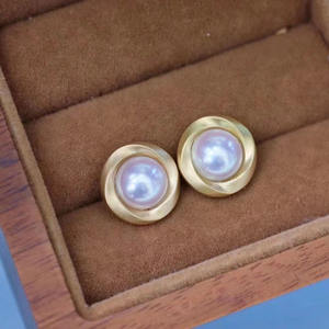 Boucles d'oreilles rétro demi-coupées en perles de Zhuji 2025, style japonais, finition mate, petites et fraîches, aiguille en argent 14K, mode tendance - Product Image 3