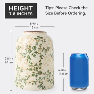 <b>Ceramic</b> Tabletop <b>Vase</b> Shabby Chic Style Crackled Glaze Exquisite Floral Design 8-16 Inches - Product Image 2