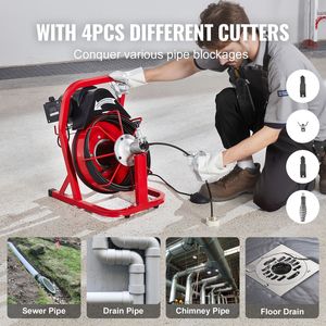 Macchina Elettrica per la Pulizia degli Scarichi con Alimentazione Automatica, Spirale da 50FT x 3/10 Pollici, 4 Lame, Azionamento Pneumatico - Product Image 4