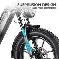 Vélo électrique 750W, pneus larges, hybride, 48V 20Ah 960Wh, alliage d'aluminium, suspension intégrale, double suspension, étanche, pliable V20