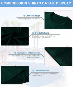 <b>Men</b> Long Sleeve <b>Compression</b> <b>Shirt</b> Solid Dark Green Knitted Slim Fit O-Neck Sporty Quick Dry Athletic Wear <b>compression</b> <b>Shirts</b> - Product Image 4