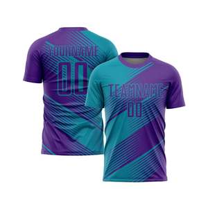 Camiseta de Fútbol de Manga Corta Color Azul Turquesa, Diseño Diagonal Dinámico, Transpirable, de Secado Rápido, Uniforme Deportivo para Entrenamiento y Partido - Product Image 1