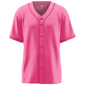 Women’s <b>Baseball</b> Jersey Shirt with Breathable Mesh Fabric and Stylish Button Front Pink <b>Baseball</b> Jersey - Product Image 6