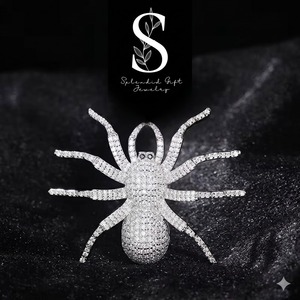 Pendentif Araignée Unisexe en Moissanite et Argent Sterling 925, Sertie de Diamants, Couleurs Or et Argent, Breloque Hip Hop, Bijoux Fins pour Hommes - Product Image 1