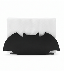 Porte-serviettes en métal noir avec un design unique en forme de chauve-souris, idéal pour la décoration de table de cuisine à la maison, au restaurant et à l'hôtel. - Product Image 1