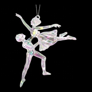Décoration de Noël et du Nouvel An, ornement de danseuse de ballet en acrylique transparent brillant blanc, rose clair, bleu, lilas, irisé - Product Image 2