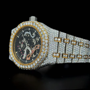 Montre Quartz Tendance Hip-Hop Bicolore Entièrement Sertie de Moissanite Diamant VVS1 Couleur D, Modèle Squelette 2026 - Product Image 5