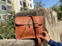 Sac à main classique en cuir de chèvre marron unisexe à la mode 9 "sac à bandoulière en cuir véritable sac à bandoulière personnalisé sacoche sacs à main de messager