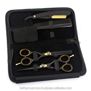 Kit de Barbería con Tijeras y Navajas Negras, Kit de Salón de Belleza, Tijeras de Peluquería para Adelgazar el Cabello para Adultos, Precio al por Mayor - Product Image 6