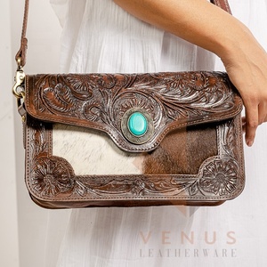 Venus Textile กระเป๋าสะพายพาดลำตัวหนังวัวแท้สำหรับผู้หญิงดีไซน์ใหม่ล่าสุดทำมือแนววินเทจ - Product Image 1