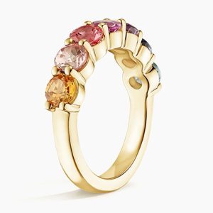 Bague en or jaune pour femme avec pierres précieuses multicolores, style classique, à porter au quotidien - Product Image 2